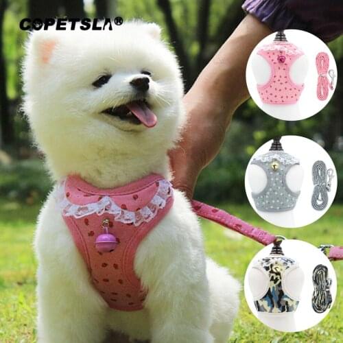 Copetsla Pet Dog Harness Adjustable Soft Breathable Leash Set For Small Medium Dogs Puppy Collar Cat Pet Dog Chest Strap Leash