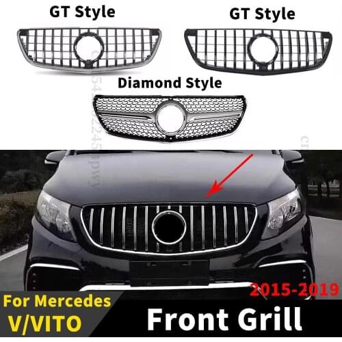 Front Grille Racing Grill Sport Facelift Modified Bumper Grill Hood Mesh For Mercedes Benz V Vito W447 2015 2016 2017 2018 2019