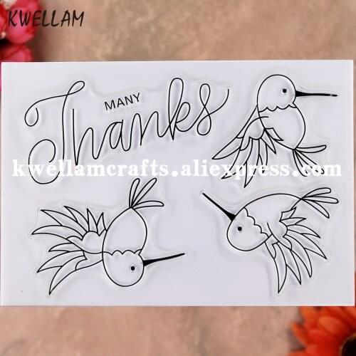 MANY Thanks Birds Scrapbook photo cards rubber stamp clear stamp transparent stamp 2012123