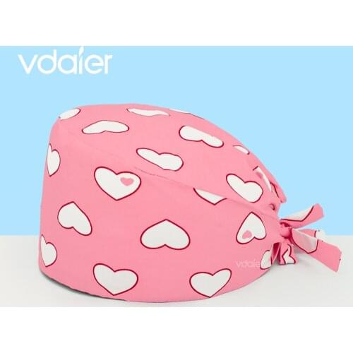 Unisex cotton Cartoon print scrub hat adjustable Scrubs cap beauty salon frosted cap laboratory pet shop Scrub Cap