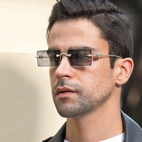 New Rimless Rectangle Sunglasses For Women Trendy Frameless Square Shades For Men Ultralight Uv400 Eyewear Unisex Summer Oculos