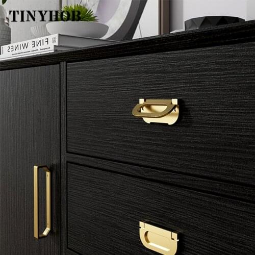 Tatami Handle Cabinet Pulls Drawer Knobs Gold Hidden Handles Solid Brass Kitchen Cupboard Furniture Hardware Bedroom Decor