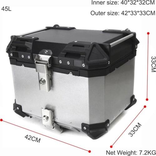 Universal Motorcycle Tail Rear Top Luggage Case Box Helmet Storage Trunk Toolbox Scooter Accessories Waterproof 25L-55L Aluminum