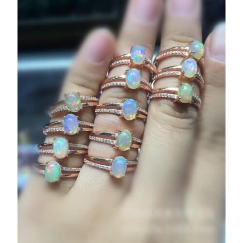 Jewelry 925 Silver Opal Ring for Daily Wear 5*7mm Dyed Natural Opal Silver Ring Birthday Gift for Woman