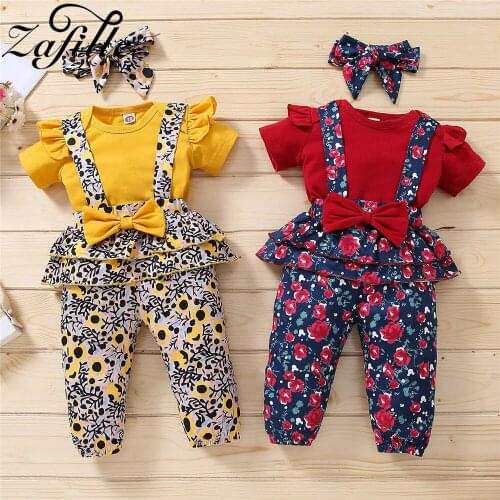 ZAFILLE Leopard Baby Ouftits 2021 Baby Summer Clothes Fashion Bowknot Ruffles Baby Girl Clothes Set Newborn Baby Costume