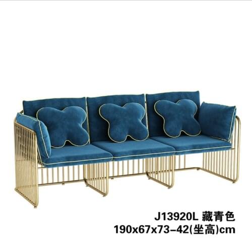 ChinaFurniture processing and production factory Modern light luxury velvet Stainless steel foot bracket multi-seat sofa
