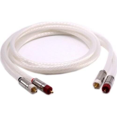 1pair 5N Silver plated OCC RCA cable Analog cable star line RCA plugs interconnector cable