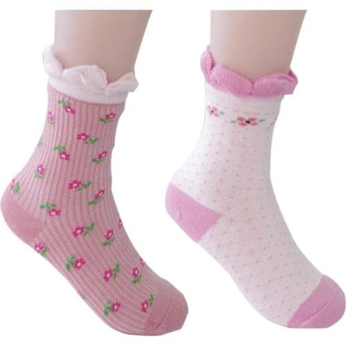 1 Pair Autumn Girls Socks Cotton Lace Flower Kids Socks 1-6 Year Children Socks For Girls