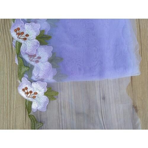 10Yds 27cm Wide Flowers Embroidered Lace Trim Ribbon Lingerie Bra Dress Sleeve Decoration DIY Organza Fabrics