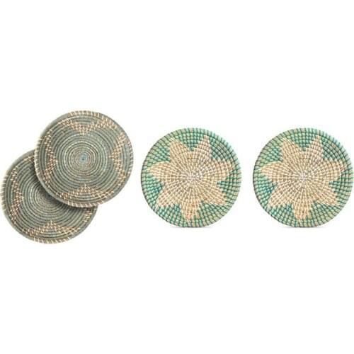 2X Handmade Wall Basket Decor Woven Basket & Set Of 2 Pack Natural Woven Fruit Basket Bowls