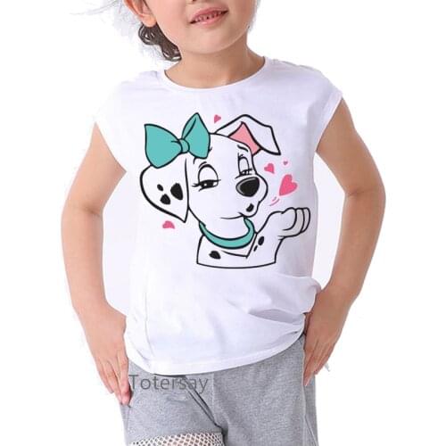 2021 kawaii girls kids clothes pink love Dalmatian animal print t shirt girls boys harajuku shirt summer tops for girls t-shirt