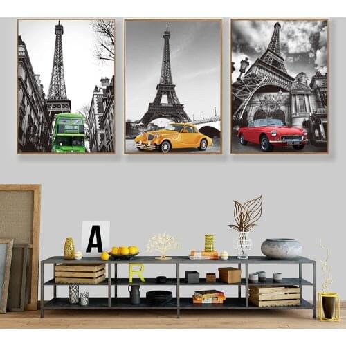 3 Piece Paris Tower Retro Bus Car Landscape Diamond embroidery Diamond Painting Mosaic Triptych 5d Picture Landscape Art A1009