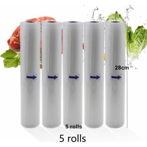 5 Rolls/Lot Househose Vacuum bag Storage Bags for Sealer Vacuum Packer Packing for Food 28cm*500cm