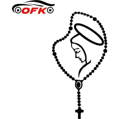Car Stickers Decor Motorcycle Decals Rosary Virgin Mary Fatima Decorative Accessories Creative Sunscreen Waterproof PVC,14cm*8cm