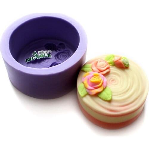 Free shipping circle shaped rose silicone soap mouls handmade silicone soap craft beautiful shape