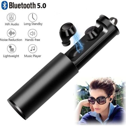 Earphones Mini Wireless HIFI Stereo Music Headphone Sport Gaming Driving Headset Noise Cancelling Earbuds with Mic