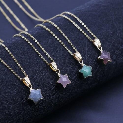 BOEYCJR Star Shape Natural Stone Bead Necklace&Pendant Fashion Jewelry Vintage Energy Stone Pendant Necklace for Women