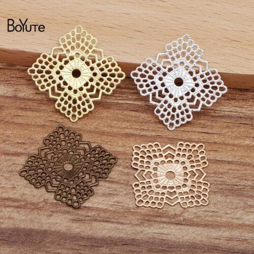 BoYuTe (100 Pieces/Lot) 23MM Square Shape Metal Brass Filigree Findings Diy Handmade Jewelry Accessories Wholesale