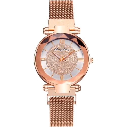 Women Full Diamond Rome Watch Luxury Ladies Magnet Buckle Quartz Dress Wrist Watches Zegarek Damski
