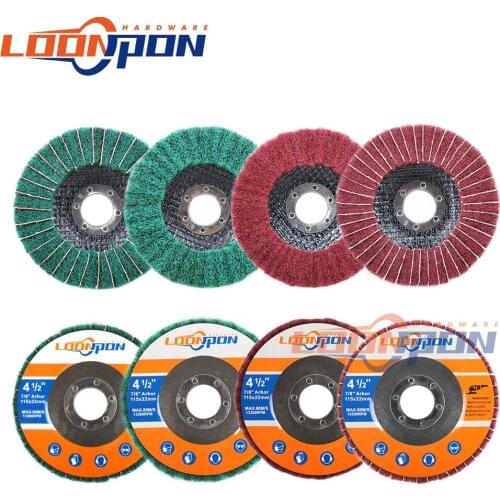 115mm Nylon Fiber Flap Polishing Wheel Disc 180 Grit For Angle Mill For Wood Metal Polishing Red/Green