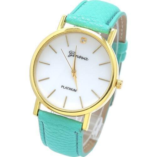 Gnova Platinum TOP classic Geneva style crystal diamond dot watch women PU Leather wristwatch casual dress reloj
