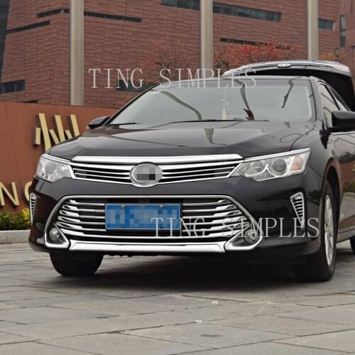 Hot sale For Toyota Camry 2015 2016 2017 car auto body protection detector ABS Chrome trim Front up Grid Grill Grille panel