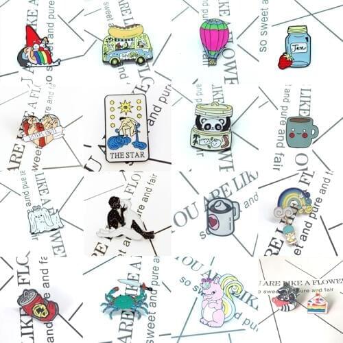 Hot dog bus hot air balloon jam united sisters panda gay cans rainbow christmas man crab fox cake dog love coffee cup enamel pin