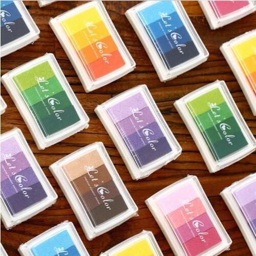 Inkpad 2019 Multicolor Rainbow Gradient Color Ink Pad Rubber Stamp Fabric Album Scrapbooking Wedding Finger Print Toy for Kids