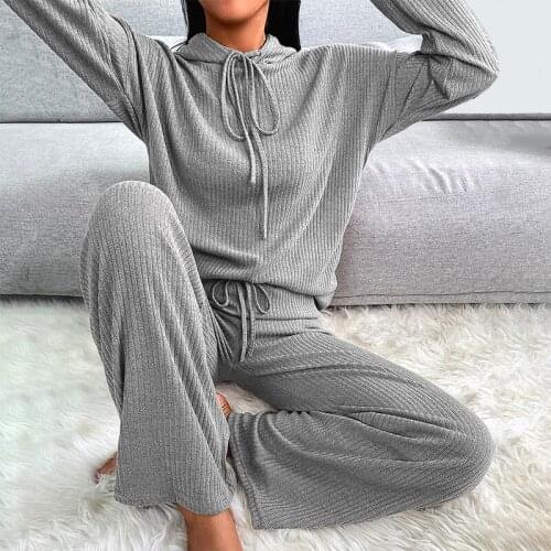 Oversized Spring Women Casual Loose Long Sleeve Drawstring Hooded Top Pants Set Plus Size Two Pieces Suits Home Wear Tracksuits