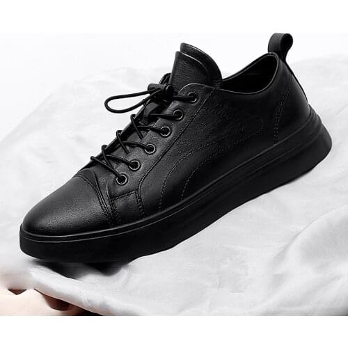 Men Fashion Sneakers Genuine Leather Loafers Breathable Lace Up Comfortable Big Size Casual Shoes Outdoor Sports Shoes