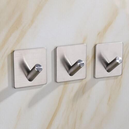 SUS 304 Stainless Steel Robe Hooks Sliver Wall Mount Kitchen Bathroom Oblique Coat Hook Shower Ball Key Towel Hanger 4 Per/Lot