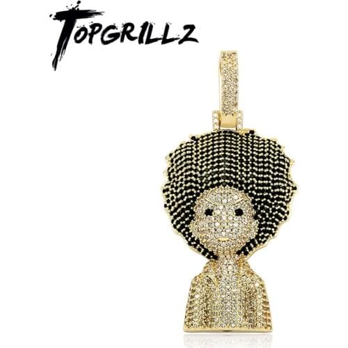 Iced Out The Boondocks Pendant CZ Necklace Chain Mens/Women Micro Paved Hip Hop Gold Silver Color Bling Charm Chains Jewelry