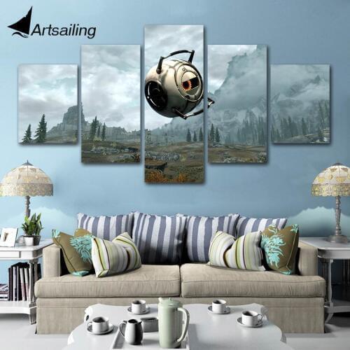 ArtSailing Home decor 5panels Modular game v skyrim Poster Wall Art For Wall Pictures Living Room Canvas Painting artwork framed