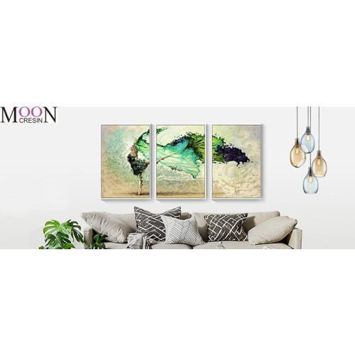 MOONCRESIN Diamond Embroidery Beautiful Triptych Dancer Diy Diamond Painting Cross Stitch Square Full Diamond Mosaic Decoration