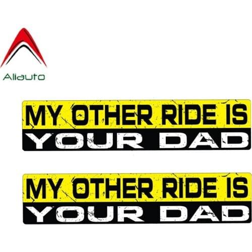 Aliauto 2 X Warning Car Sticker Personality My Other Ride Is Your Dad Creative Decal Accessories PVC for Skoda Rapid VW,15cm*3cm