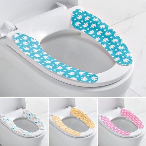 New Sticky Toilet Cushion Winter Warmer Cute Cartoon Toilet Mat Seat Cover Pad Washable Soft Toilet Cover Accessories Bathroom