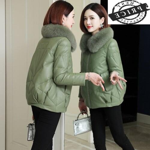 Genuine Leather Winter Jacket Women Duck Down Jacket Female Natural Fox Fur Collar Coat Real Sheepskin Coats Hiver LW1a10