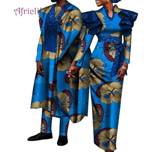 African Couple Clothes Suit and Dress WYQ717