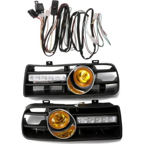 One Pair Front Lower Side Bumper Grille With LED Fog Light & DRL Light Dropship