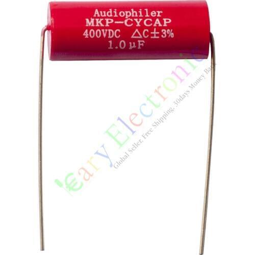 Wholesale and retail 50pc MKP 400V 1uf Red long copper leads Axial Electrolytic Capacitor audio amp free shipping