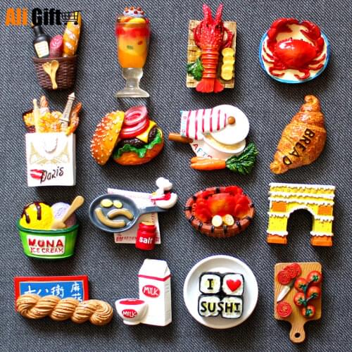 Creative 3D Magnetic Refrigerator Stickers Food Magnetic Individual Travel Souvenir Home Decoration Accessories Magnet Stickers