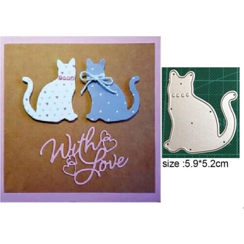 Couple Cats Animal Cat Play Ball Metal Steel Cutting Dies Stencils for Making Scrapbooking DIY Album Paper Cards Embossing Dies