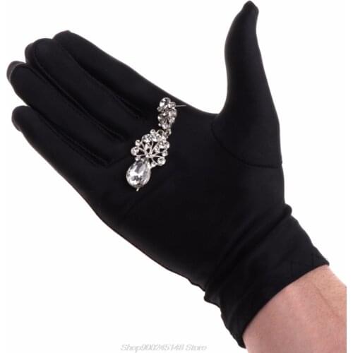 1 Pair Black Inspection With Soft Blend Cotton Lisle Jewelry Gloves For Work Protection Jy14 20 Dropship