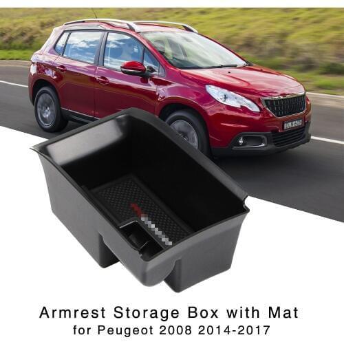 Armrest Storage Box Holder for Peugeot 2008 2014 2015 2016 2017 Interior Organizer Central Console Glove Tray