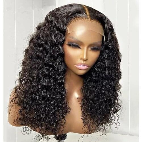 Remy Peruvian Deep Wave Frontal Wig Human Hair Curly 4x4 Lace Closure Water Wave Wig 13X4 Lace Frontal 250 Density For Women
