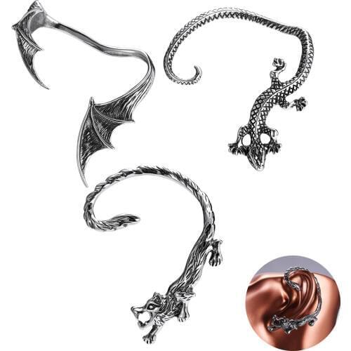ZS Punk 4 Styles Bat 316L Stainless Steel Earrings Jackets for Women Men Tiger Lizard Studs Earrings Boys' Ear Piercing Jewelry