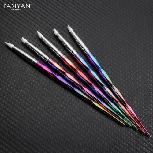 New 5pcs Nail Art Silicone Brush Carving Emboss Shaping Hollow Sculpture Dotting Pen Manicure Tools DIY Delicate Design Acrylic