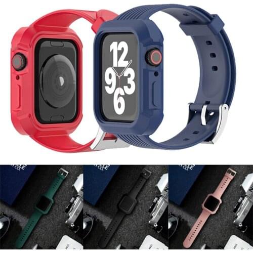 Integrated Case+Strap for Apple watch 6 band 44mm 40mm 42mm 38mm silicone Belt watchband bracelet iwatch series 3 4 5 6 SE Strap
