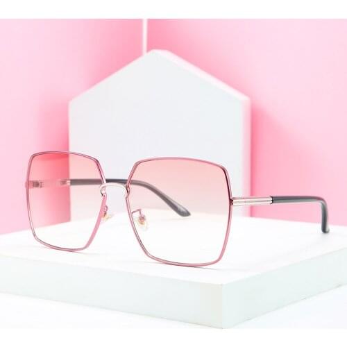 Retro Womens Square Sunglasses Men Metal Frame Gradient Unisex Classic Brand Rimless Sun Glasses For Female Oculos de sol UV400