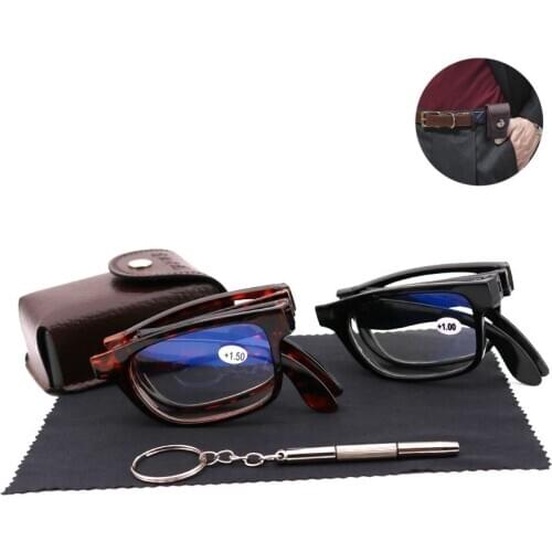 Vintage Folding Reading Glasses For Men Women Foldable Presbyopic Glasses Diopter +1.0 1.5 2.0~4.0 Retro Hyperopia Eyeglasses